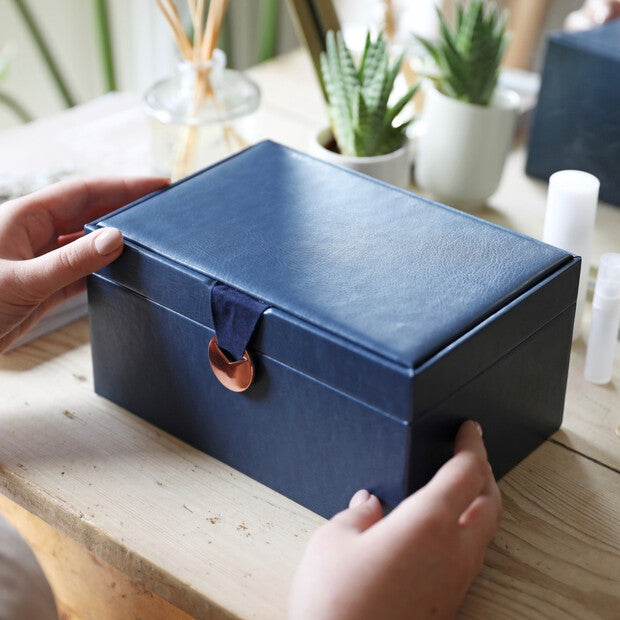 Load image into Gallery viewer, Navy Two Tier Jewellery Box
