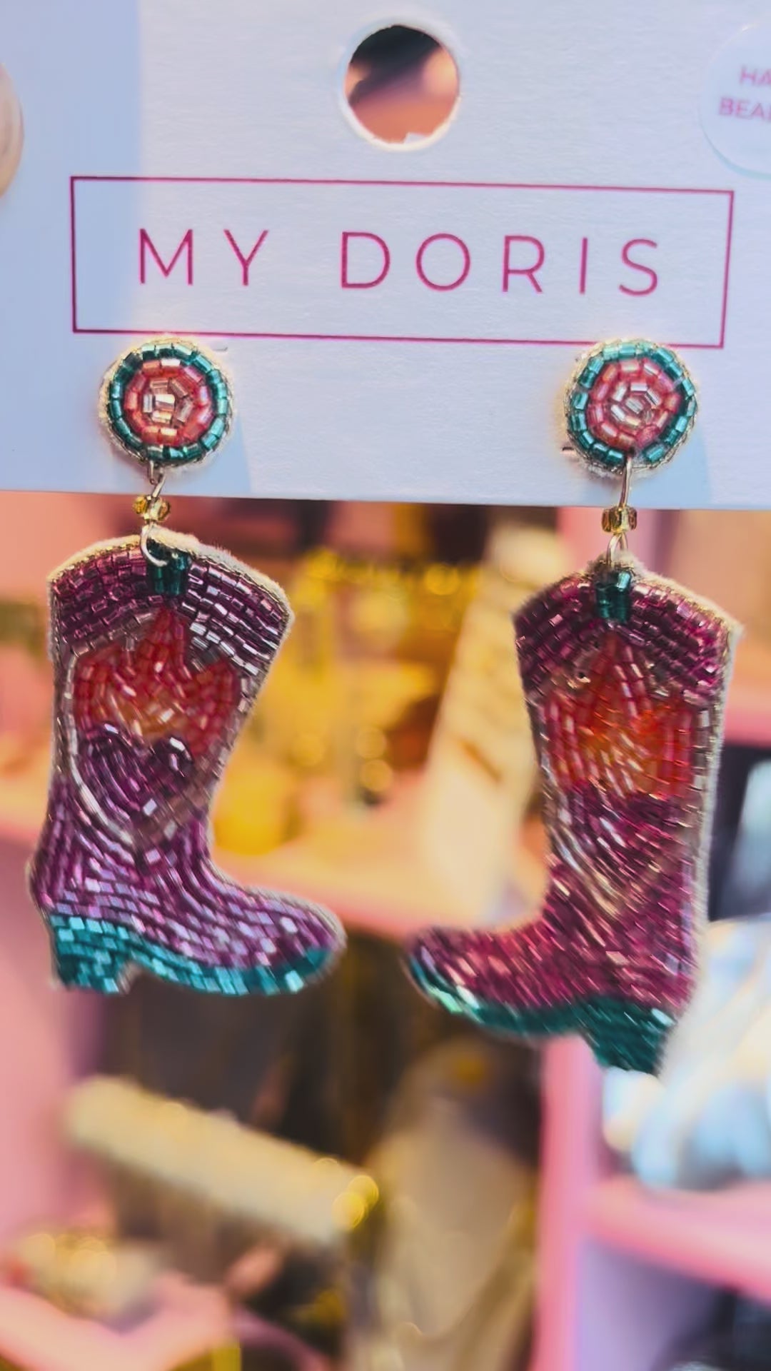 Load and play video in Gallery viewer, Cowboy Boot Beaded Earrings
